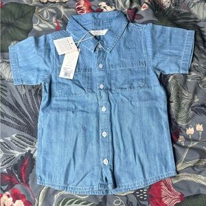 NWT! Colored Organics Chambray Collared Button Down Shirt